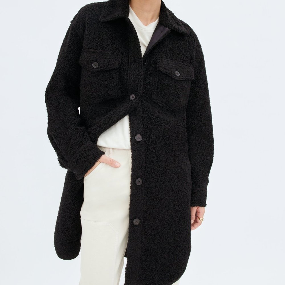 ISO Black Wilfred Free The Ganna Long Shirt Jacket Long - Sherpa Shacket